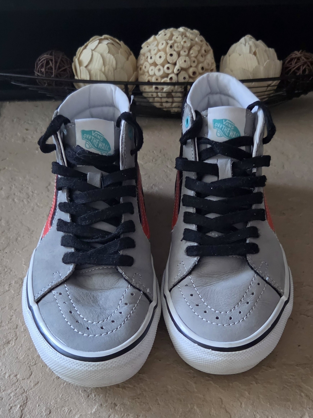 Size 6.5 Vans Skate SK8-Hi Lucid Gray Orange Men Sneakers